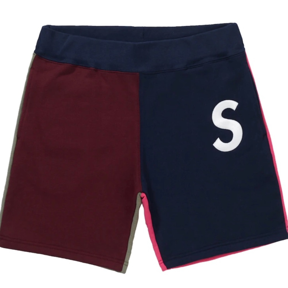 Men’s Supreme S Logo Colorblocked Sweatshort, Size Large